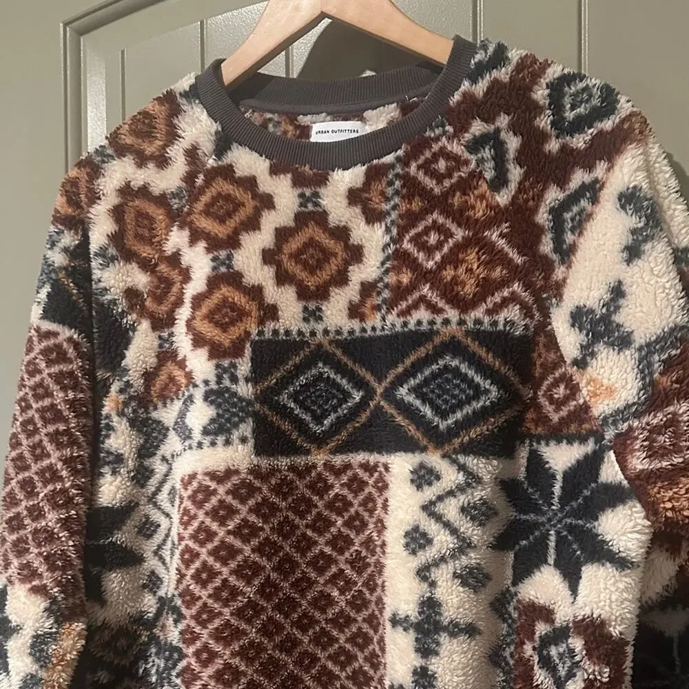 UO Patterned Sherpa Sweater S